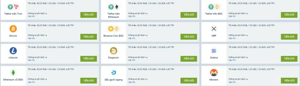Phương thức gửi và rút tiền