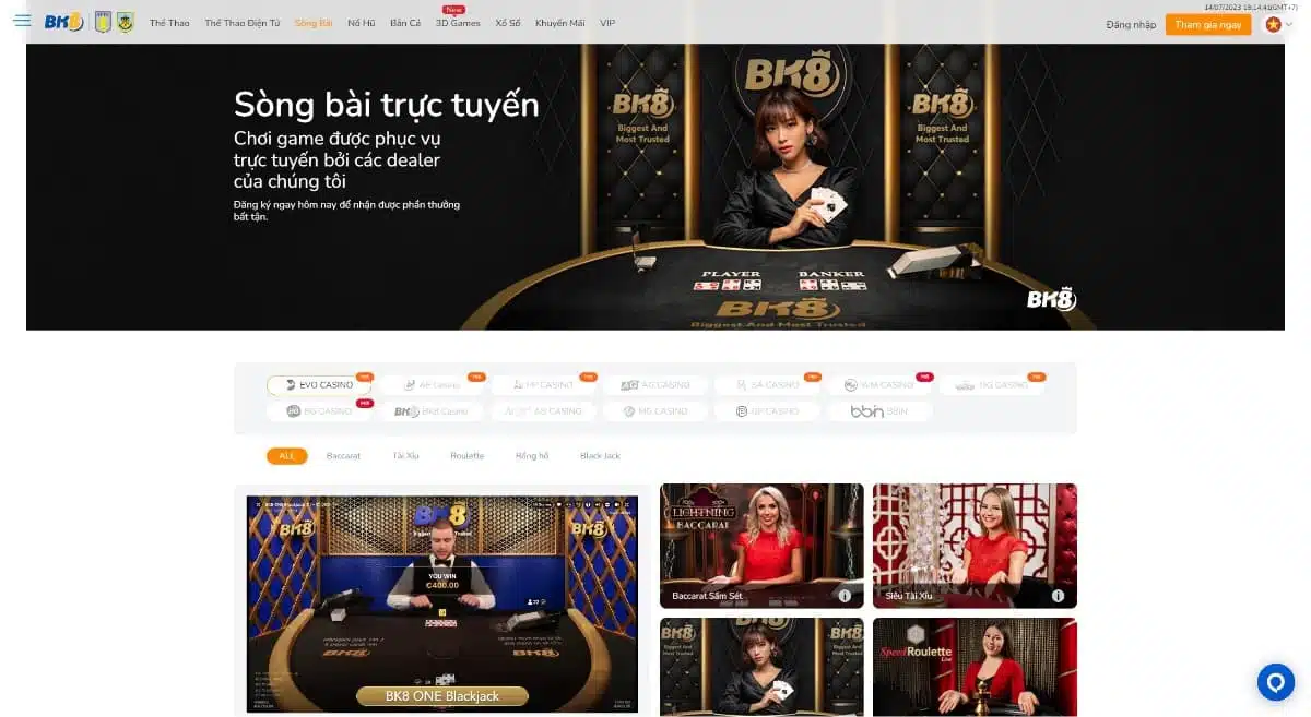 BK8 Nhấn nút đăng ký